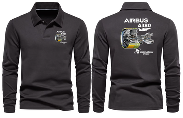 AIRBUS A380 ENGINE LONG SLEEVE POLO